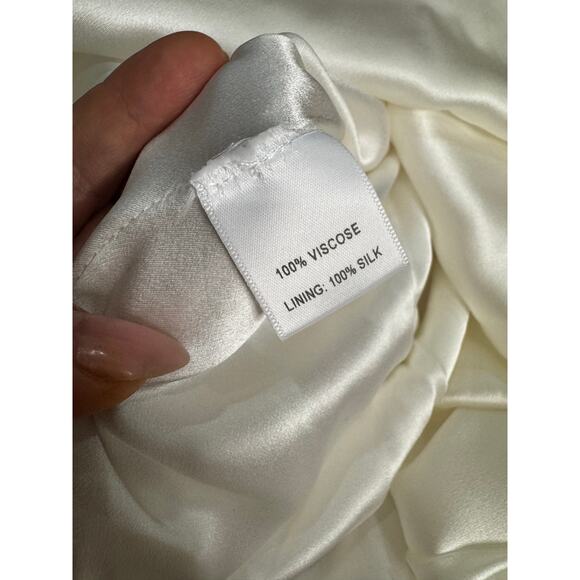 Markarian White One-Shoulder Asymmetric Viscose Midi Dress 10 Cocktail Bridal - Picture 6 of 10